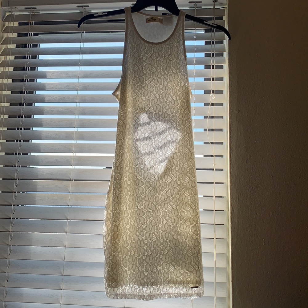 Mini lace open back white dress from Hollister